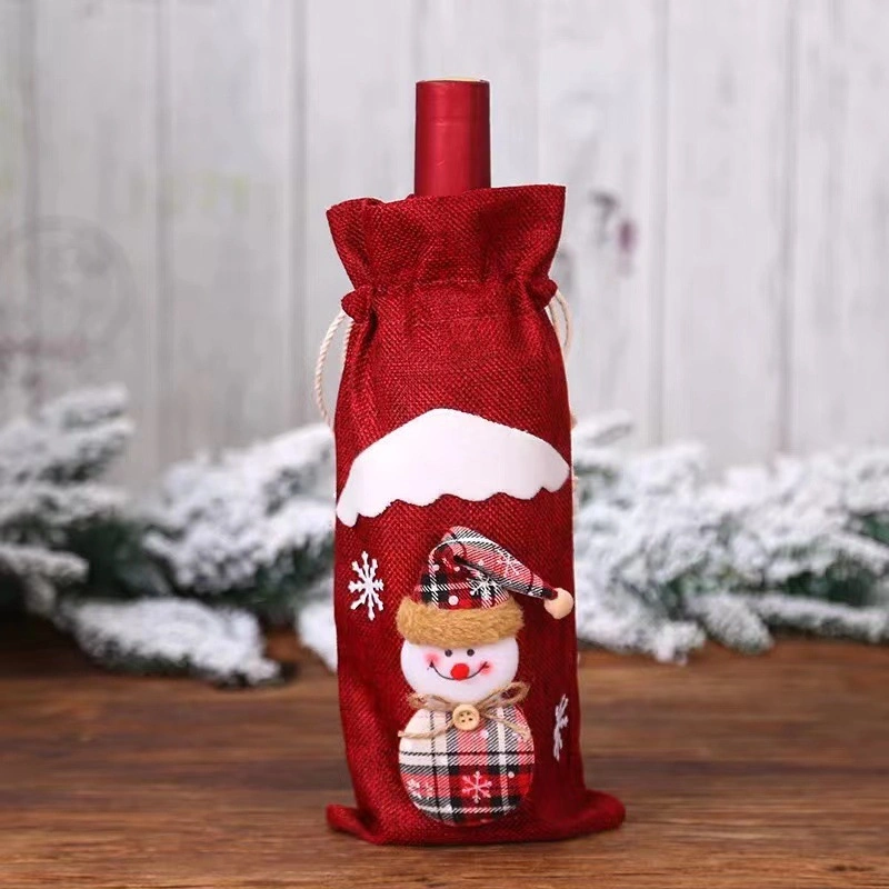 4 Designs Christmas Wine Bottle Covers Decoration Knitted Sweater Santa Snowman Elk Bottle Decoration