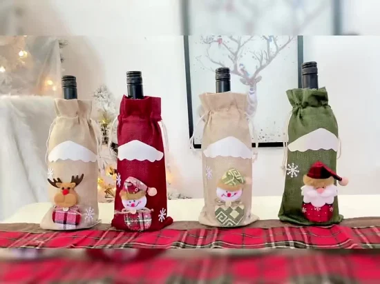 Nouveau Couverture de bouteille de bière de noël, fournitures d'ornement,